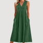 Lässiges, ärmelloses Midikleid mit V-Ausschnitt für Damen🎀