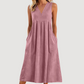 Lässiges, ärmelloses Midikleid mit V-Ausschnitt für Damen🎀