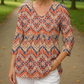 🎀Zeitlich begrenztes Angebot💥Damenpullover mit V-Ausschnitt, 3/4-Ärmeln und Patchworkmuster
