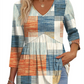 🎀Zeitlich begrenztes Angebot💥Damenpullover mit V-Ausschnitt, 3/4-Ärmeln und Patchworkmuster