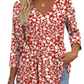 🎀Zeitlich begrenztes Angebot💥Damenpullover mit V-Ausschnitt, 3/4-Ärmeln und Patchworkmuster