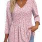🎀Zeitlich begrenztes Angebot💥Damenpullover mit V-Ausschnitt, 3/4-Ärmeln und Patchworkmuster