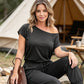 💥Begrenztes Zeitangebot: 49% Rabatt💕Off-Shoulder Jumpsuit mit kurzen Ärmeln – lässig & sommerlich