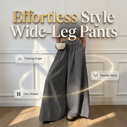 💥Neues Produkt 49% Rabatt💕Gestreifte Damenhose mit weitem Bein und elastischem Bund