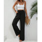 Lässige Damenhose mit hohem Bund und weitem Bein