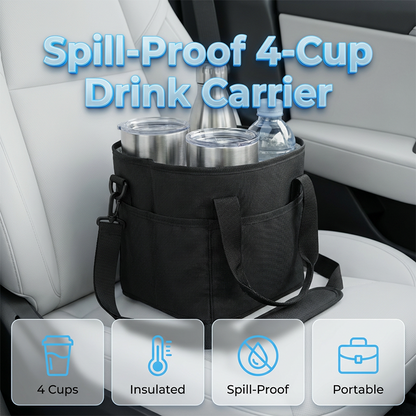 😍Zeitlich begrenzter Rabatt 49% 💥 4-Cup Drink Carrier Tote with Shoulder Strap | Hands-Free Coffee Cup Holder
