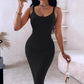 🌺 LIMITIERT: 49% RABATT! 🔥Einfarbiges, figurbetontes Maxikleid mit Spaghettiträgern für Damen
