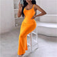 🌺 LIMITIERT: 49% RABATT! 🔥Einfarbiges, figurbetontes Maxikleid mit Spaghettiträgern für Damen