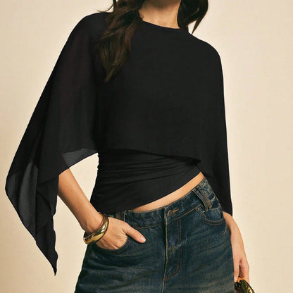 ✨🔥Chiffon-Bluse mit Kapuzenärmeln – elegant, vielseitig & bequem
