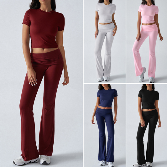 🌺 LIMITIERT: 49% RABATT! 🔥 Zweiteiliges Damen-Set aus ausgestelltem Oberteil und Hose💖
