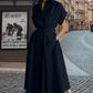 Elegantes Hemdblusenkleid in A-Linie mit Reverskragen und hoher Taille🌸