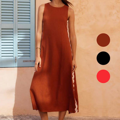 💥Modisches, ärmelloses langes Kleid für Damen mit Rundhalsausschnitt