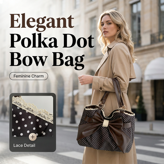 Elegante Schultertasche mit Polka-Dots und Schleife aus Spitze für Damen