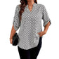 👚 50% RABATT! 🌞 NEU: Sommerkollektion – Damen Bluse mit geometrischem Print & V-Ausschnitt – lockere Passform, leicht & vielseitig – perfekt für warme Tage und kreative Looks ✨