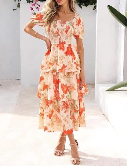 ⏰ NUR HEUTE: 53% SPAREN 💥 👗 Damen Maxikleid aus Chiffon mit Stufen-Design – fließend, elegant & zeitlos schön ✨