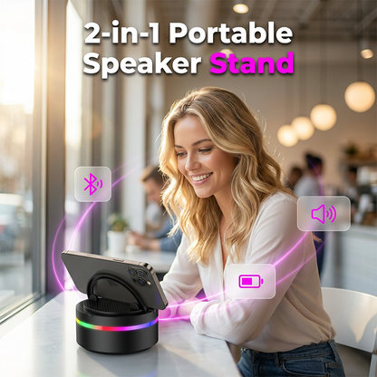 🌞Starte frisch in den Frühling – mit 50 % Rabatt!🎵Tragbarer Bluetooth-Lautsprecher mit Handyhalterung und RGB-Beleuchtung – Musik hören und Filme schauen, ganz ohne die Hände zu benutzen