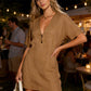 Women's V-Neck Short Sleeve Linen Tunic Dress