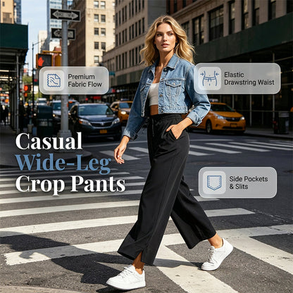 Lässige Damen-Hose mit weitem Bein und Taschen