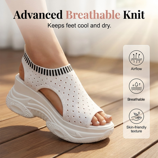 Atmungsaktive Peeptoe-Keilsandalen für Damen