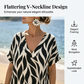 Langes Damenkleid mit abstraktem Muster und V-Ausschnitt
