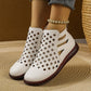 Damens Sommerschuhe – Atmungsaktive, ausgeschnittene flache Schuhe
