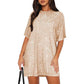Kurzärmeliges T-Shirt-Kleid mit Rundhalsausschnitt und Pailletten für Damen