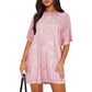 Kurzärmeliges T-Shirt-Kleid mit Rundhalsausschnitt und Pailletten für Damen