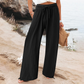 Lässige Damenhose mit hohem Bund und weitem Bein