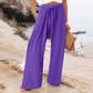 Lässige Damenhose mit hohem Bund und weitem Bein