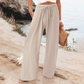 Lässige Damenhose mit hohem Bund und weitem Bein