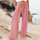 Lässige Damenhose mit hohem Bund und weitem Bein