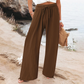 Lässige Damenhose mit hohem Bund und weitem Bein