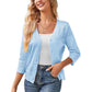 Damen-Strickjacke mit V-Ausschnitt und Lochmuster