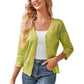 Damen-Strickjacke mit V-Ausschnitt und Lochmuster