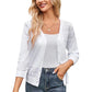 Damen-Strickjacke mit V-Ausschnitt und Lochmuster