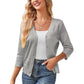 Damen-Strickjacke mit V-Ausschnitt und Lochmuster