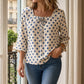 🌸 49% Rabatt – Damen Vintage Polka-Dot-Bluse | Eckiger Ausschnitt mit Schleife | Retro-Stil für Büro, Brunch & Freizeit ✨