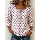 🌸 49% Rabatt – Damen Vintage Polka-Dot-Bluse | Eckiger Ausschnitt mit Schleife | Retro-Stil für Büro, Brunch & Freizeit ✨