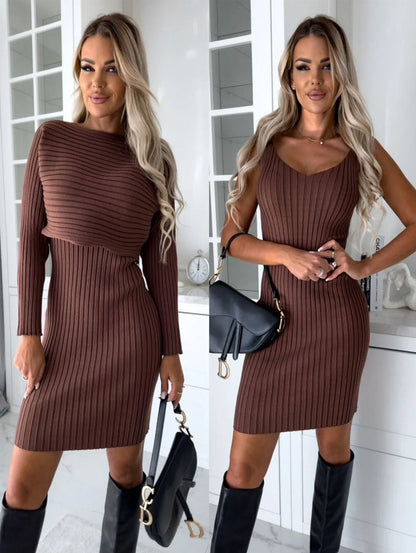 🔥HEISSER VERKAUF 49% Rabatt🔥Set aus Strickpullover und Cami-Kleid