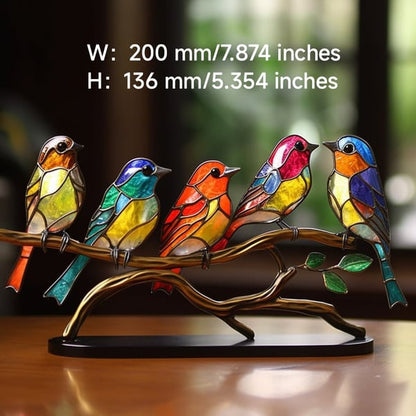 🌈Buntglasvögel auf Zweig-Desktop-Ornamenten 🕊️