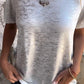 Hot Stamping Rundhals-Kurzarm-T-Shirt mit V-Ausschnitt