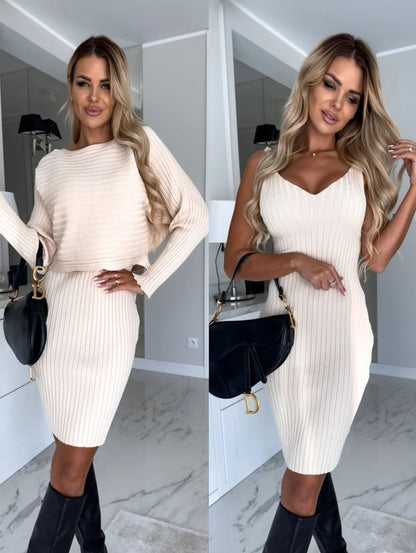 🔥HEISSER VERKAUF 49% Rabatt🔥Set aus Strickpullover und Cami-Kleid