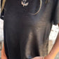 Hot Stamping Rundhals-Kurzarm-T-Shirt mit V-Ausschnitt