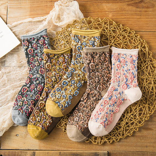 49 % RABATT – 5 Paar Vintage Gestickte Floral Damen Socken