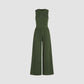 Solider ärmelloser Jumpsuit mit weitem Bein für Frauen